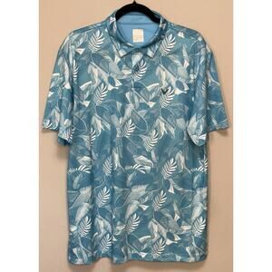 Callaway Opti-Dri Golf‎ Shirt Men’s Large Blue White Tropical Floral Hawaiian
